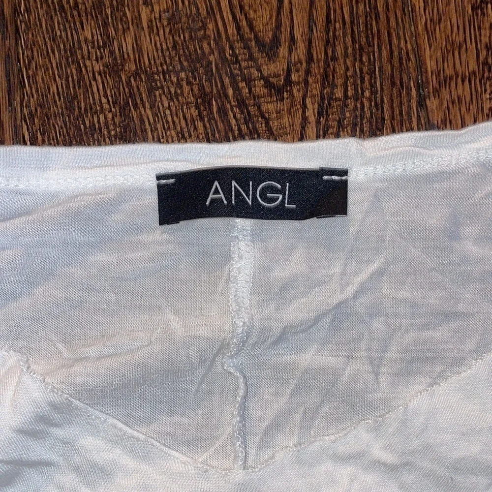 ANGL White Sheer Twist Front Short Sleeve Crop Top